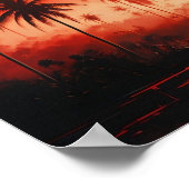 Tropische Landschaft mit einem einsamen Flamingo Poster (Ecke)