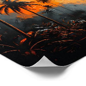 Tropische Landschaft mit Flamingo unter dem belebt Poster (Ecke)