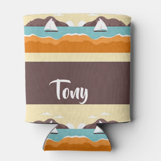 Tropische Landschaft mit Yachtmuster Dosenkühler (Rückseite)