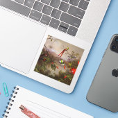 Tropische Landschaft mit zehn Hummingbirds Heade Aufkleber (Laptop mit iPhone)