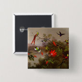 Tropische Landschaft mit zehn Hummingbirds Heade Button (Vorne & Hinten)