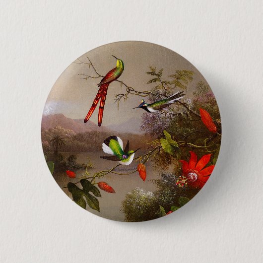 Tropische Landschaft mit zehn Hummingbirds Heade Button (Vorderseite)