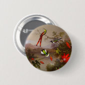 Tropische Landschaft mit zehn Hummingbirds Heade Button (Vorne & Hinten)