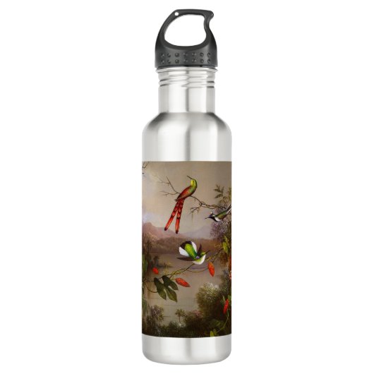 Tropische Landschaft mit zehn Hummingbirds Heade Edelstahlflasche (Vorderseite)