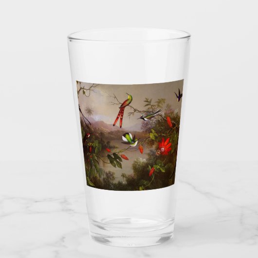 Tropische Landschaft mit zehn Hummingbirds Heade Glas (Vorderseite)