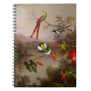Tropische Landschaft mit zehn Hummingbirds Heade Notizblock