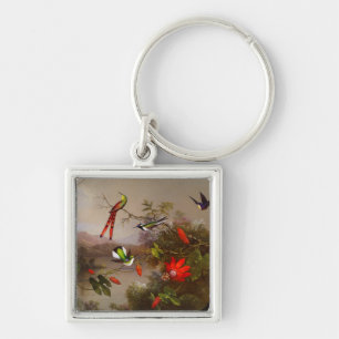 Tropische Landschaft mit zehn Hummingbirds Heade Schlüsselanhänger