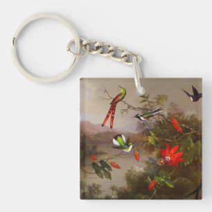 Tropische Landschaft mit zehn Hummingbirds Heade Schlüsselanhänger