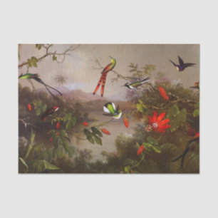 Tropische Landschaft mit zehn Hummingbirds Heade Seidenpapier