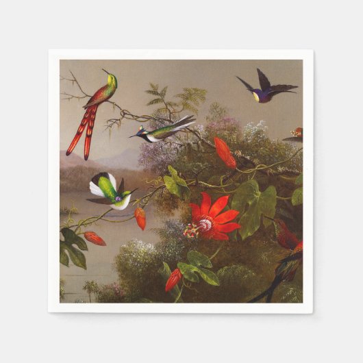 Tropische Landschaft mit zehn Hummingbirds Heade Serviette (Vorderseite)