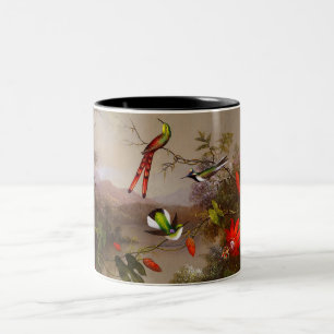 Tropische Landschaft mit zehn Hummingbirds Heade Zweifarbige Tasse
