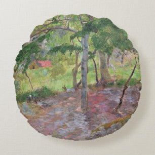 Tropische Landschaft Paul Gauguins , Martinique, Rundes Kissen