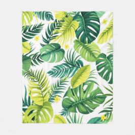 Tropische Leaf-Geschichte - Monstera & Banana Leaf Fleecedecke