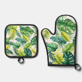 Tropische Leaf-Geschichte - Monstera & Banana Leaf Ofenhandschuh & Topflappen-Set (Vorderseite)