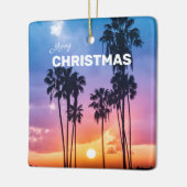 Tropische, lebendige Regenbogenfarben Sonnenunterg Keramikornament (Links)