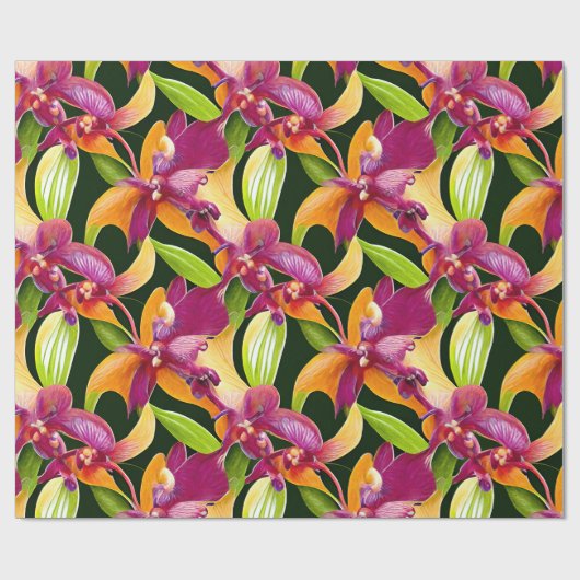 Tropische, lebhafte Farben Blumenrosa Geschenkpapier (Flach)