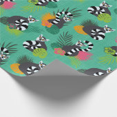 Tropische Lemuren - Aquamarine Geschenkpapier (Ecke)