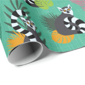 Tropische Lemuren - Aquamarine Geschenkpapier (Rolleneckpunkt)