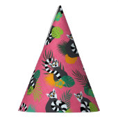 Tropische Lemuren - Rosa Partyhütchen (Links)