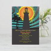 Tropische Leuchtturm-Einladung Einladung (Stehend Vorderseite)