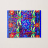 Tropische Libellen-blaue Blumengeschenke Puzzle (Horizontal)