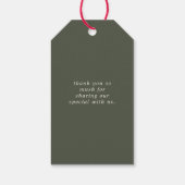 Tropische Liebe dank grüner Gastgeschenk Hochzeit Geschenkanhänger (Rückseite)