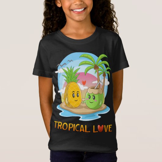 Tropische Liebe Funny Tropical Island Happy Couple T-Shirt (Vorderseite)