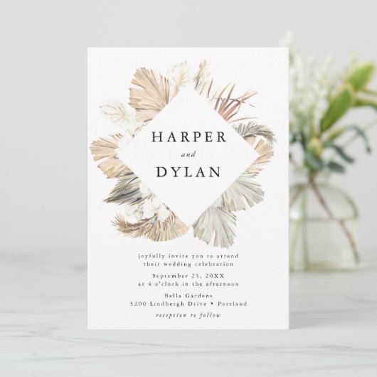 Tropische Liebe Hochzeit der Wasserfarben Einladung (Stehend Vorderseite)