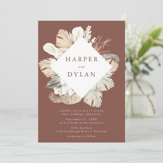 Tropische Liebe Hochzeit der Wasserfarben Einladung (Stehend Vorderseite)