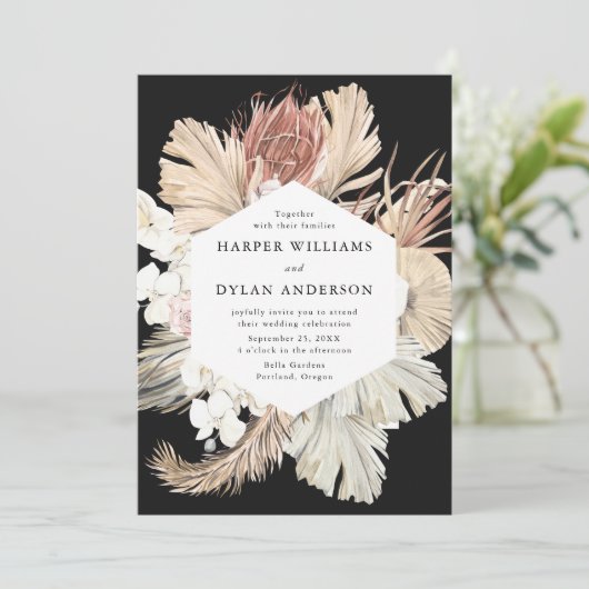 Tropische Liebe Hochzeit der Wasserfarben Einladung (Stehend Vorderseite)