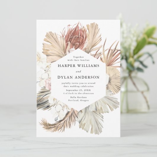 Tropische Liebe Hochzeit der Wasserfarben Einladung (Stehend Vorderseite)