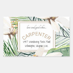 Tropische Liebe und gute Anschrift Rechteckiger Aufkleber