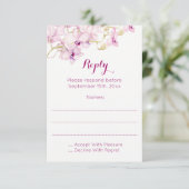 Tropische Lila Orchideenkarte RSVP Karte (Stehend Vorderseite)