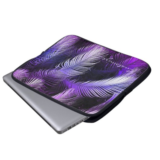 Tropische Lila Palm-Blätter Laptop-Sieb Laptopschutzhülle (Vorne Knopf)