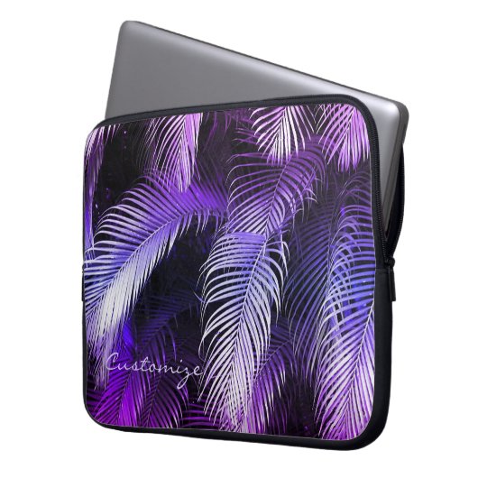 Tropische Lila Palm-Blätter Laptop-Sieb Laptopschutzhülle (Vorderseite Links)