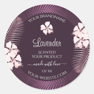 Tropische Lila Produktkennzeichnungen Weiße Hawaii Runder Aufkleber