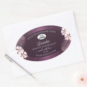 Tropische Lila Produktmarken Hawaii-Blume-Logo Ovaler Aufkleber