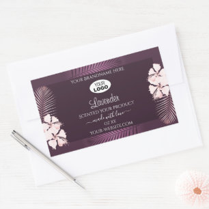 Tropische Lila Produktmarken Hawaii-Blume-Logo Rechteckiger Aufkleber