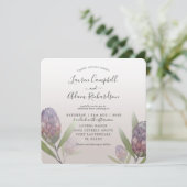 Tropische Lila Wasserfarbe Weddin Einladung (Stehend Vorderseite)