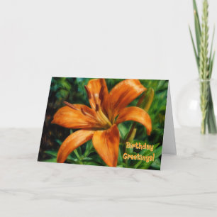 Tropische Lilie Orange Blume Hübsche Geburtstagska Karte