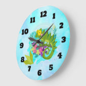 Tropische Lizard mit Blume Große Wanduhr (Winkel)