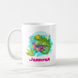 Tropische Lizard mit Personalisierten Blume Kaffeetasse