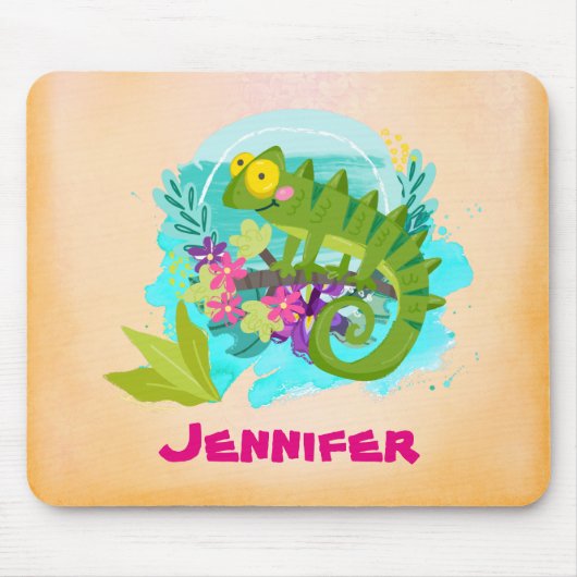 Tropische Lizard mit Personalisierten Blume Mousepad (Vorne)