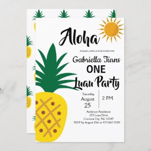 Tropische Luau Ananas-erstes Geburtstags-Party Einladung