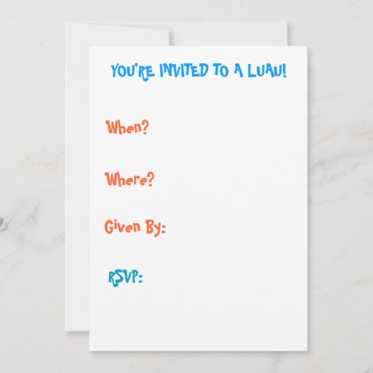 Tropische Luau Party Einladung (Rückseite)