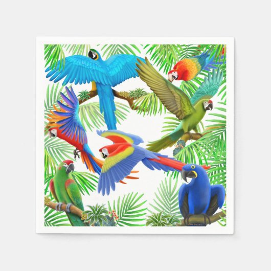 Tropische Macaw Parrot Jungle Paper Napkins Serviette (Vorderseite)