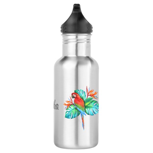 Tropische Macaw Parrot Personalisiert Water Flasch Edelstahlflasche (Rechts)