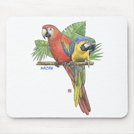 Tropische Macaws-Mausunterlage Mousepad (Vorne)