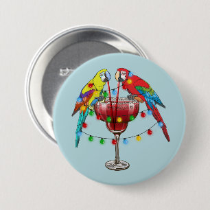 Tropische Macaws trinken Wein Button