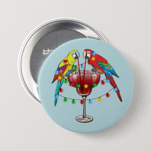 Tropische Macaws trinken Wein Button (Vorne & Hinten)